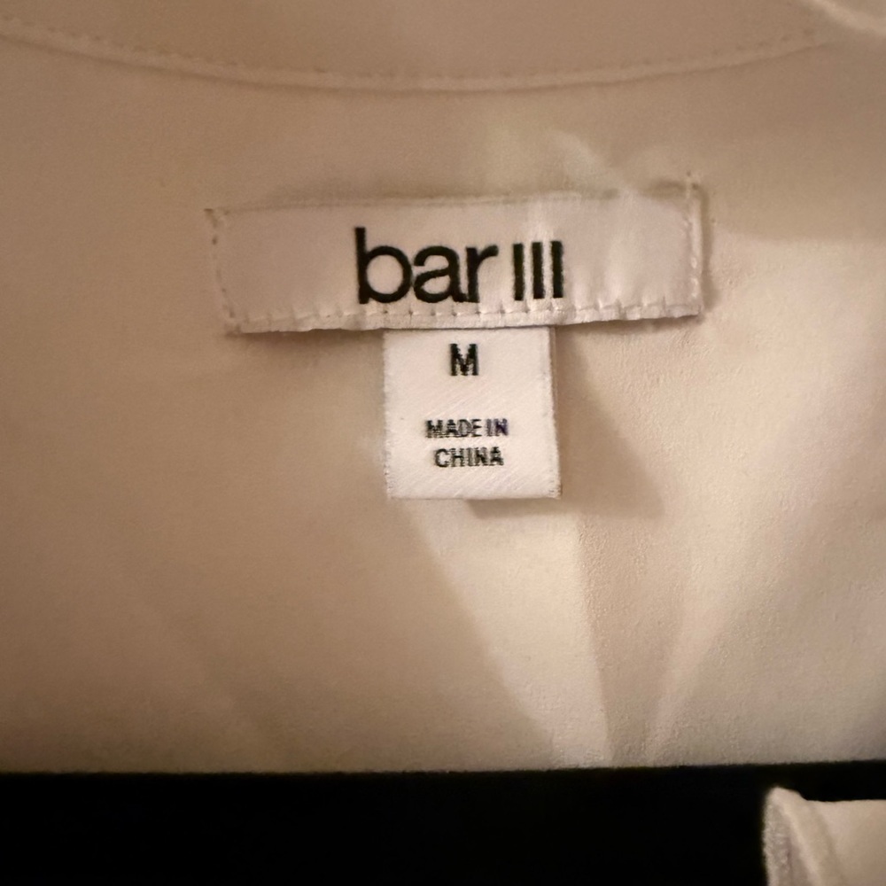 Bar III Ivory Ruffle Front Blouse - Picture 3 of 4